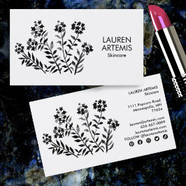 Tarjeta De Visita Acuarela Única Cuidados Botánicos Florales Moderno