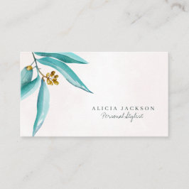 Tarjeta De Visita acuarela verde azulada color de rosa moderno estil