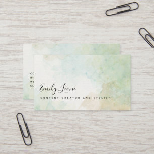 Tarjeta De Visita Acuarela Verde Menta Elegante