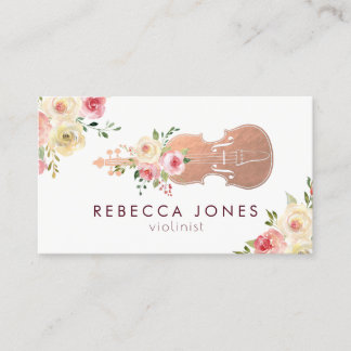 tarjeta de visita acuarela violinista floral