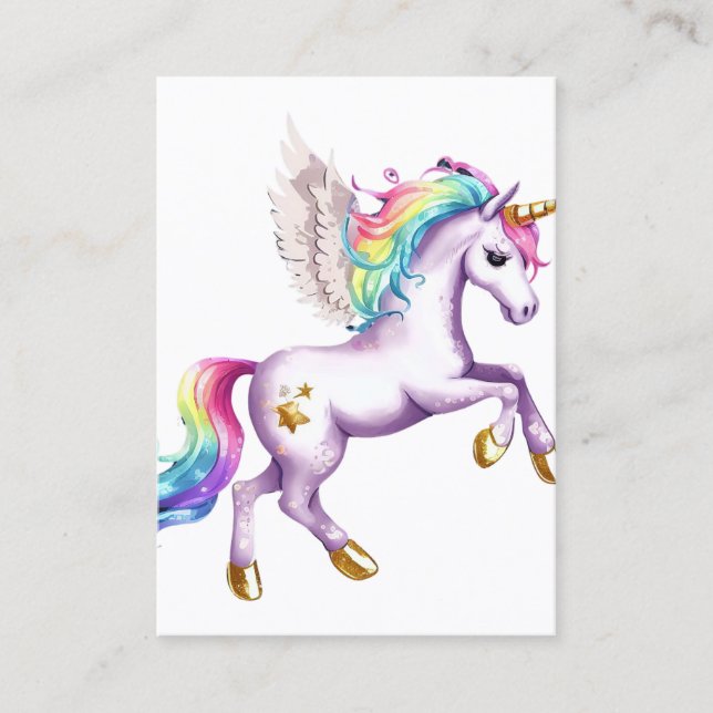 Tarjeta De Visita Acuarela voladora de unicornio (Anverso)