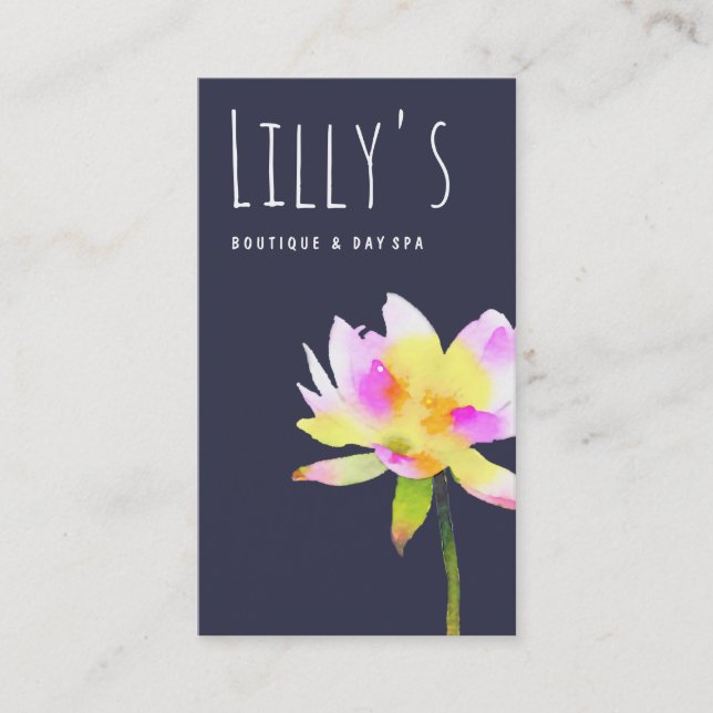 Tarjeta De Visita Acuarela White Lotus Holistic Health Spa (Anverso)