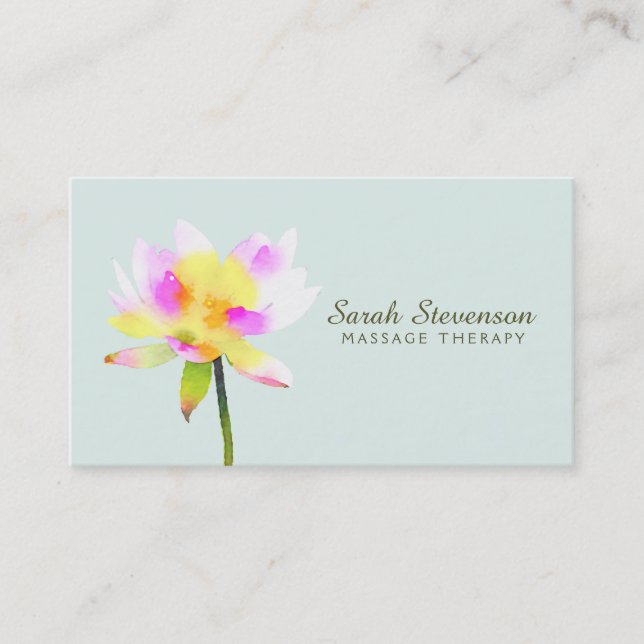 Tarjeta De Visita Acuarela White Lotus Holistic Health Spa (Anverso)