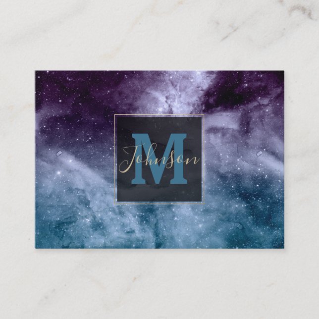 Tarjeta De Visita acuarela y diseño abstracto nebuloso (Anverso)