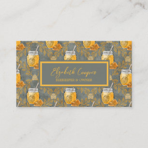 Tarjeta De Visita acuarela y diseño con dibujos a mano sobre abejas