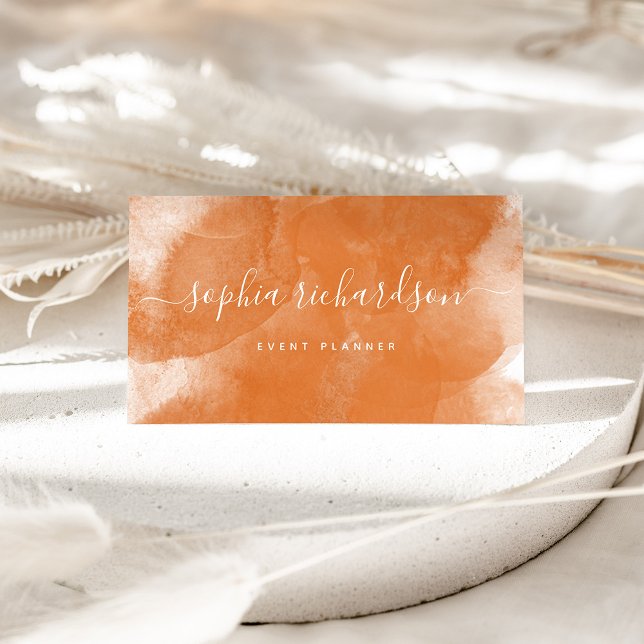 Tarjeta De Visita Acuarela y guión del Boho Naranja (Subido por el creador)