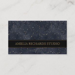 Tarjeta De Visita acuarelas Patrón de estrellas de oro Código QR