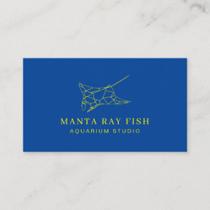 Tarjeta De Visita Acuario Amarillo de la Marina Pescado Manta Ray