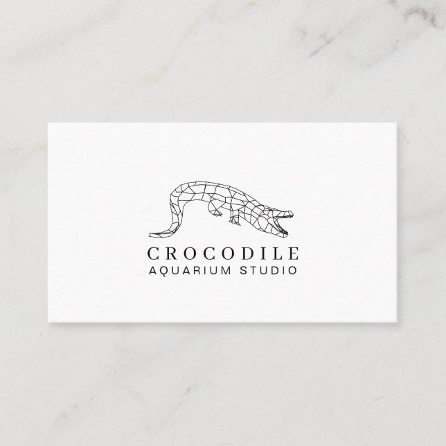 Tarjeta De Visita Acuario blanco lagarto cocodrilo (Anverso)