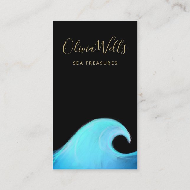 Tarjeta de visita acuática Ocean Wave Coastal (Anverso)
