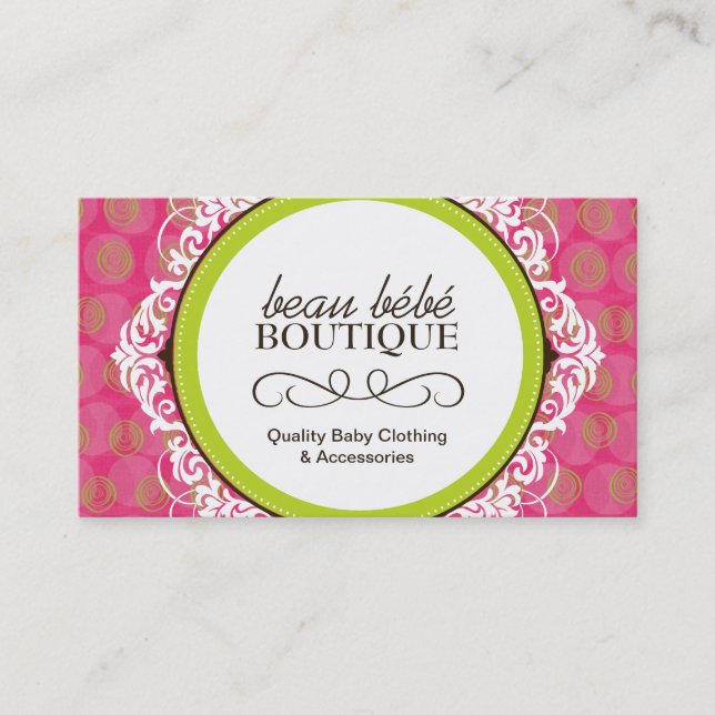 Tarjeta de visita adaptable del boutique del bebé (Anverso)