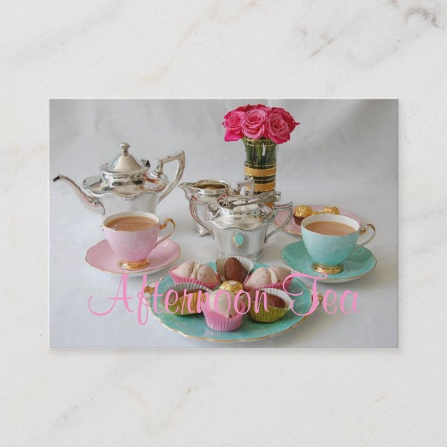 Tarjeta de visita adaptable del té de tarde del (Anverso)