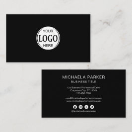 Tarjeta De Visita Add Your Logo Black Professional Social Media