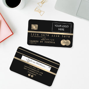 Tarjeta De Visita Add Your Logo Credit Card Styled Gold and Black