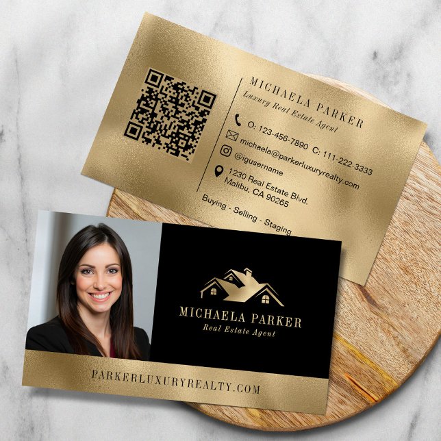 Tarjeta De Visita Add Your Logo Photo Luxury Real Estate Agent  (Subido por el creador)