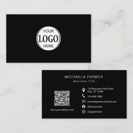 Tarjeta De Visita Add Your Logo Professional Minimalist Black 