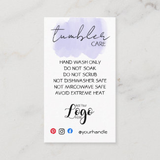 Tarjeta De Visita ADD YOUR LOGO TUMBLER CARE CARDS vinyl business