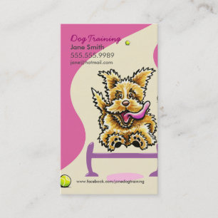 Tarjeta De Visita Adiestrador de perros que entrena al rosa activo