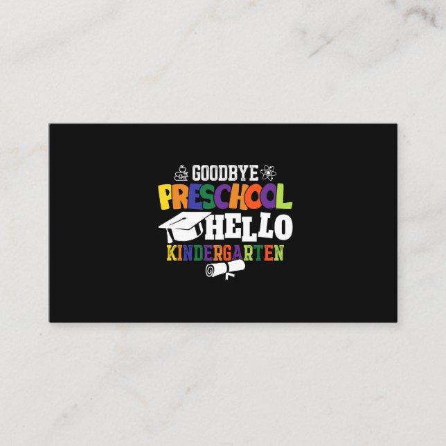Tarjeta De Visita Adiós Preescolar Hola Kindergarten PreK (Anverso)