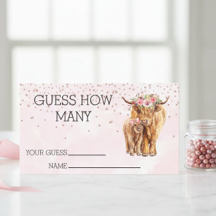 Tarjeta De Visita Adivina Cuántos Juego de Vaca Highland en Baby Sho