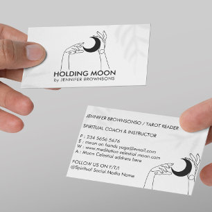 Tarjeta De Visita Adivino toca luna creciente con manos