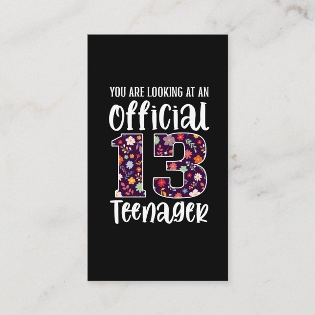 Tarjeta De Visita Adolescente oficial 13 años Chica 13 años (Anverso)