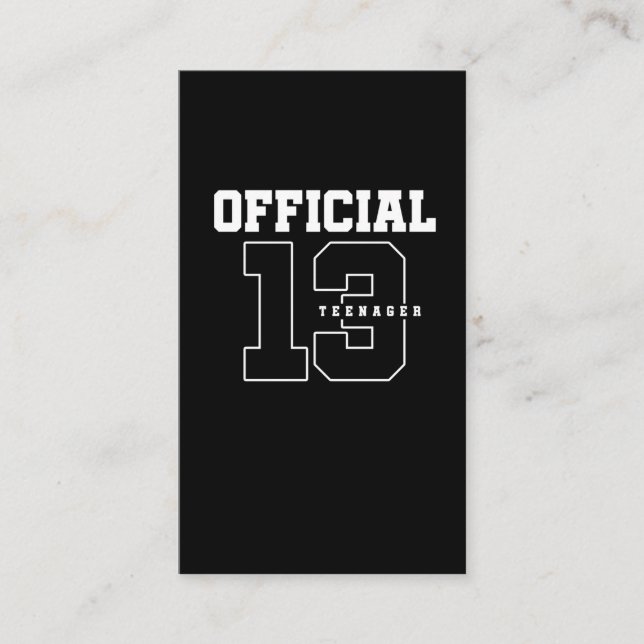 Tarjeta De Visita Adolescente oficial 13 años Trece años (Anverso)