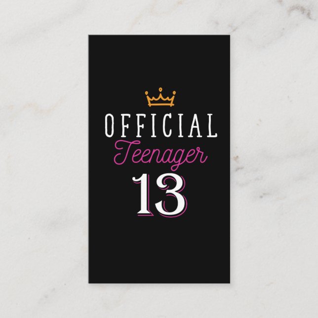 Tarjeta De Visita Adolescente oficial Chica de la Princesa del 13° A (Anverso)
