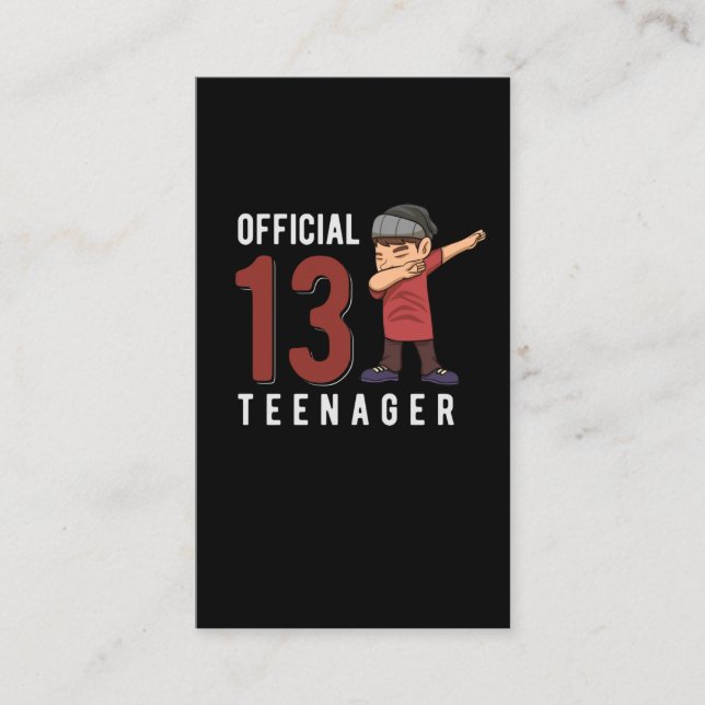 Tarjeta De Visita Adolescente oficial Dabbing Kid hijo de 13 años (Anverso)