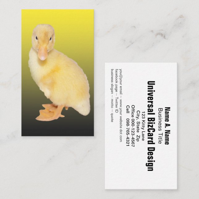 Tarjeta De Visita Adorable fotografía de endurecimiento amarillo (Anverso / Reverso)