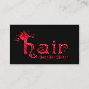 Tarjeta De Visita Adorable lindo color rojo gato purpurinoso logo pa