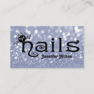 Tarjeta De Visita Adorable lindo gato negro divertido logo de las uñ