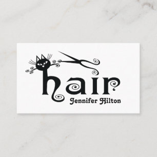 Tarjeta De Visita Adorable lindo moda negro gato logo para el pelo