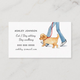 Tarjeta De Visita Adorables servicios de paseo de perros con acuarel