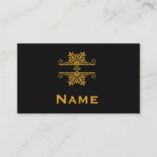 Tarjeta De Visita Adorno Floral Dorado Elegante Estilo Barroco