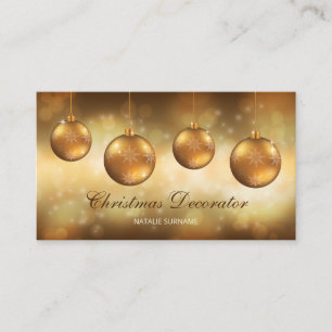 Tarjeta De Visita Adornos Navideños Amarillo Dorado Sobre Bokeh Amar