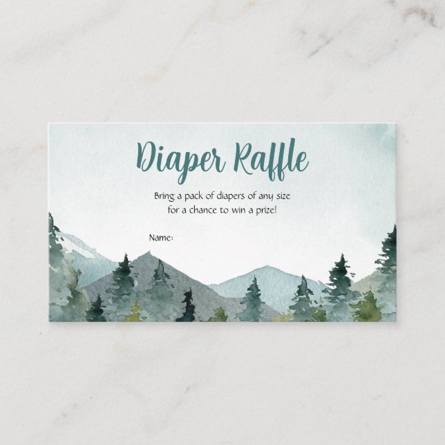 Tarjeta De Visita Adventure Awaits Baby Shower Diaper Raffle (Anverso)