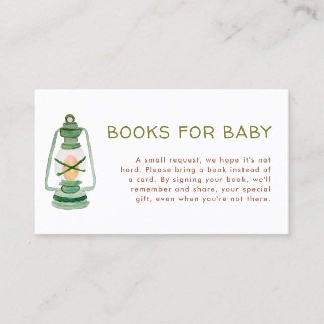 Tarjeta De Visita Adventure Baby Shower Books for Baby Enclosure (Anverso)