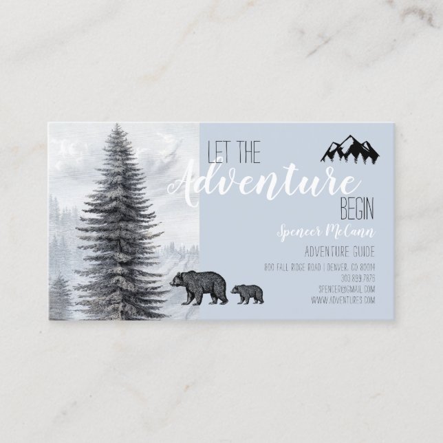 Tarjeta De Visita Adventure Begins Rustic Woods Adventure Guide (Anverso)