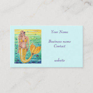 Tarjeta De Visita Aelia Yellow Mermaid art By Renee L. Lavoie