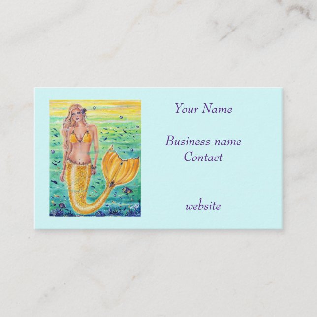 Tarjeta De Visita Aelia Yellow Mermaid art By Renee L. Lavoie (Anverso)