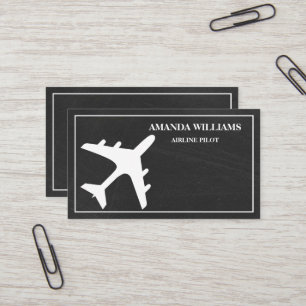 Tarjeta De Visita Aeronave de reacción blanca moderna piloto de aero