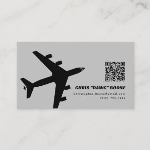 Tarjeta De Visita Aeronaves KC-135 modernas de color negro y gris