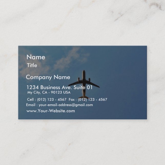 Tarjeta De Visita Aeroplano en el cielo (Anverso)
