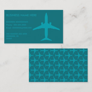 Tarjeta De Visita Aeroplano gráfico en la aguamarina azul
