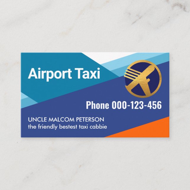 Tarjeta De Visita Aeropuerto de Blue Sky Runways Taxi (Anverso)
