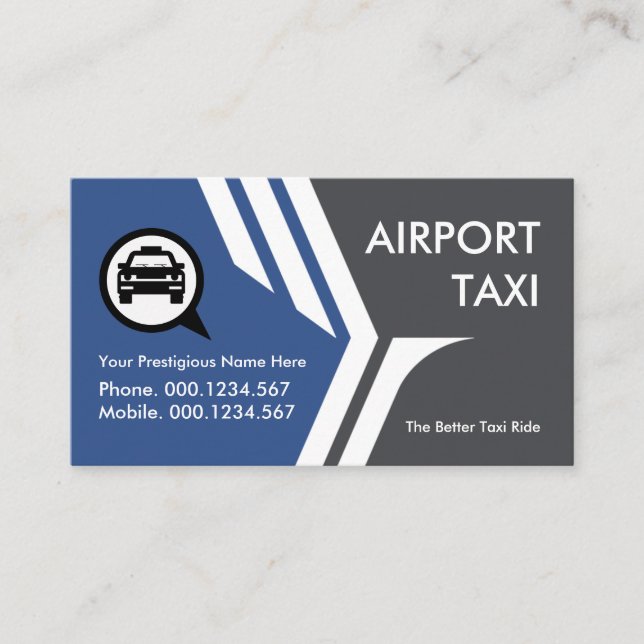 Tarjeta De Visita Aeropuerto de Flying Wings Transporte en taxi (Anverso)