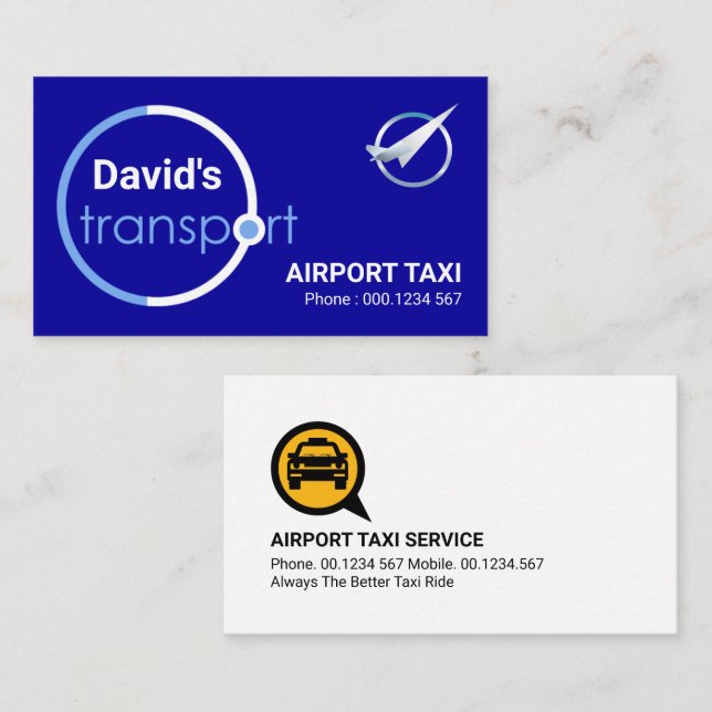 Tarjeta De Visita Aeropuerto de la órbita azul global Taxi (Anverso / Reverso)