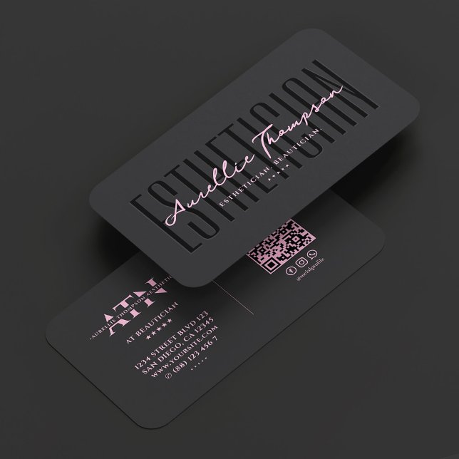 Tarjeta De Visita Aesthetic Beautician Cosmetologist Black Pink (Aesthetic Beautician Cosmetologist Black Pink Business Card
)