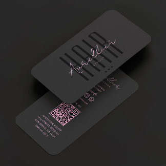 Tarjeta De Visita Aesthetic Pink Black Hair Stylist Therapist